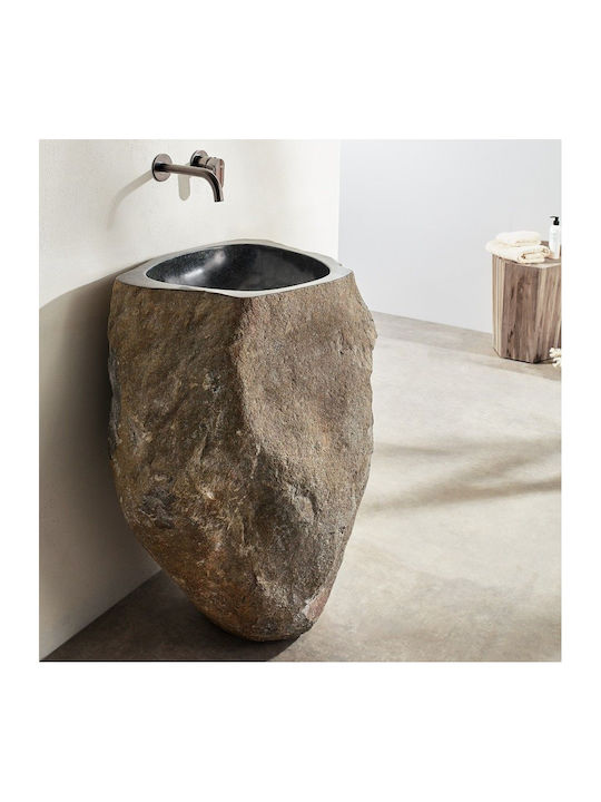 Fossil Επικαθήμενος Νιπτήρας Πέτρινος 45x45x90cm Grey
