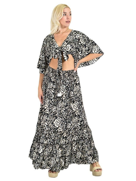 Potre Set with High-waisted Maxi Skirt Floral B...