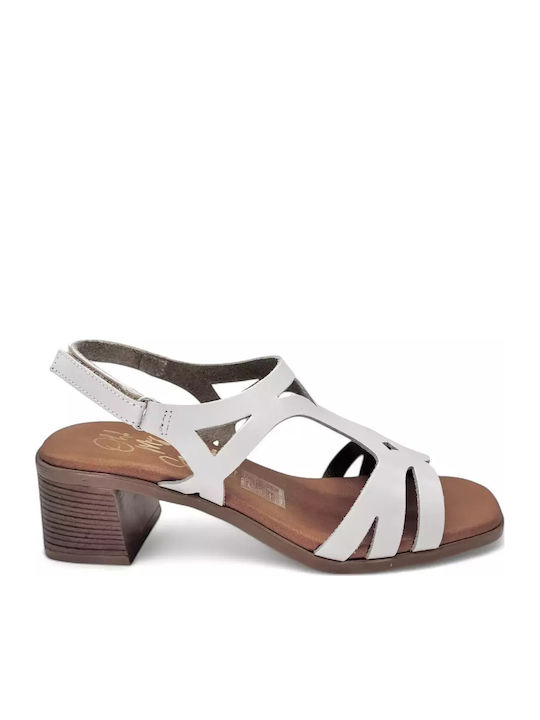 Oh My Sandals Δερμάτινα Πέδιλα Λευκά