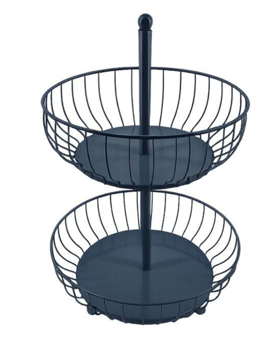 Galifas Fruit Bowl Metallic 2 Levels Gray 33x45cm