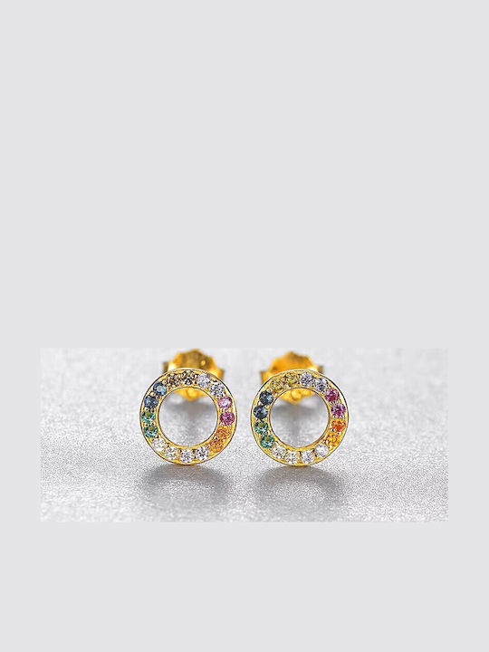 By Queen Argint Cercei Studs Cerc Rotund Multicolor Zircon