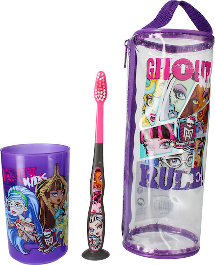 Tinokou Комплект Четка за Зъби Чаша Детски Комплект Monster High Лилав