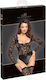 Noir Handmade Bodysuit Sexy Cu Transparență și Dantelă Negru
