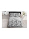 Detexpol Baumwolle Bettbezug Set 160x200cm Einzel mit Kissenbezug Ash Gray