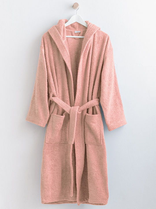 Palamaiki Classic Bademantel mit Kapuze Pink 40...