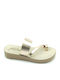 Leather Women's Flat Sandals Gold