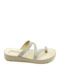 Leather Women's Flat Sandals in Gold Color