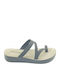 Leather Women's Flat Sandals in Black Color