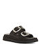 Leather Women's Flat Sandals Anatomic in Black Color