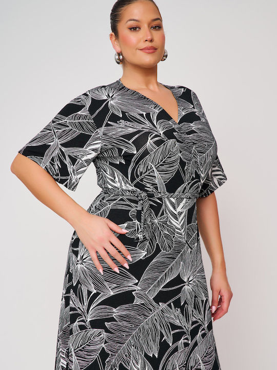 Summer Midi Wrap Black Dress