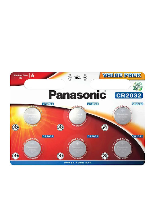 Panasonic Lithium Батерии За часовници CR2032 3V 6бр