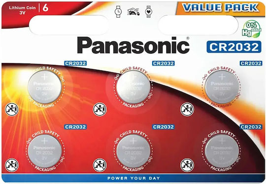 Panasonic Lithium Batterien für Uhren CR2032 3V 6Stück