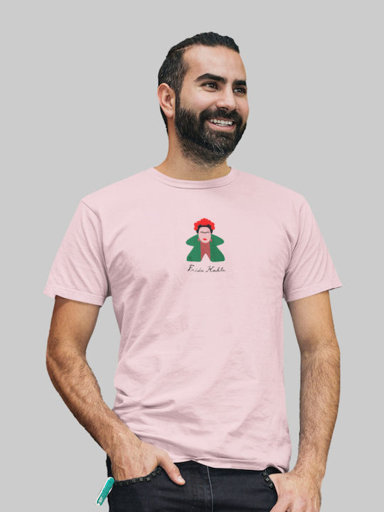 Frida Kahlo Meeple T-shirt Pale Pink