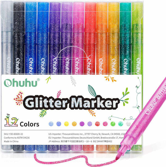 Ohuhu Markere Subțiri Cu Glitter Set 12 Culori