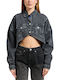 Women's Crop Jean Jacket for Spring or Autumn Denim