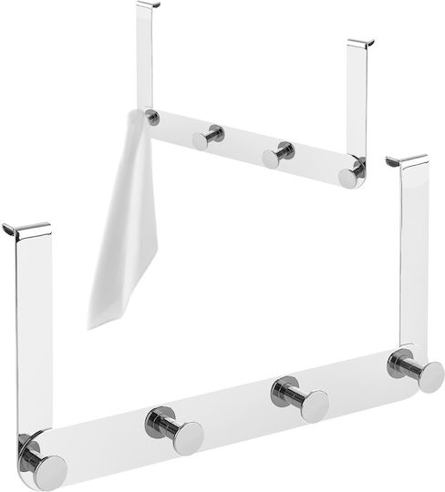 Laveo Άγκιστρο Μπάνιου 4 Θέσεων με Βίδες ​32.5x32.5cm Inox Γκρι