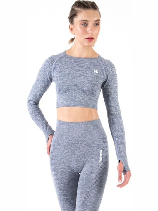 Tabata Impulse Seamless Longsleeve Crop Top Imp21lsct Μπλε