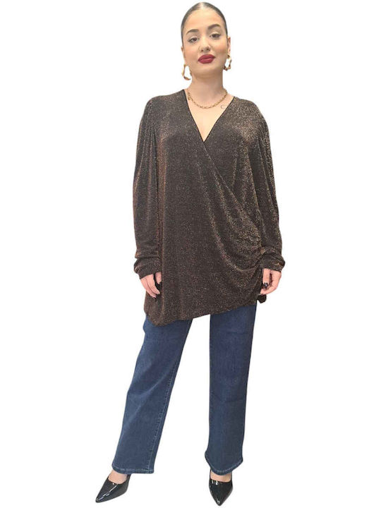 Wrap Blouse Lurex Sun Rose Bronze