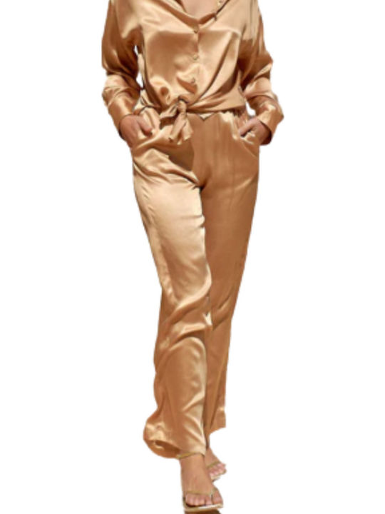 Lauren Vidal Pants Pe2101 Gold France Γυναικείο