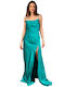 Trilogy Clothing Salty Satin Maxi Dress Tr30040 Type Turquoise Women's Collection Su23