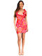 Trilogy Clothing Irish Crep Mini Dress Tr30032 Typos Red Orange Polyester Standard Fit Women's Collection Su23