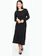 Maxi Kleid Mit Seitlichem Ausschnitt Schwarz