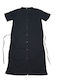 Robe Short Sleeve Jersey Buttons Down 100% Cotton Pockets Belt Black