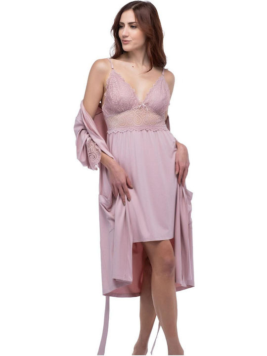 Women's Nightgown Strap Viscose Secret Point 121-234 Salmon