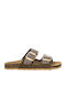 Women's Slippers 580-23015 Leather-Leather Suede Tobacco Tsoumpas