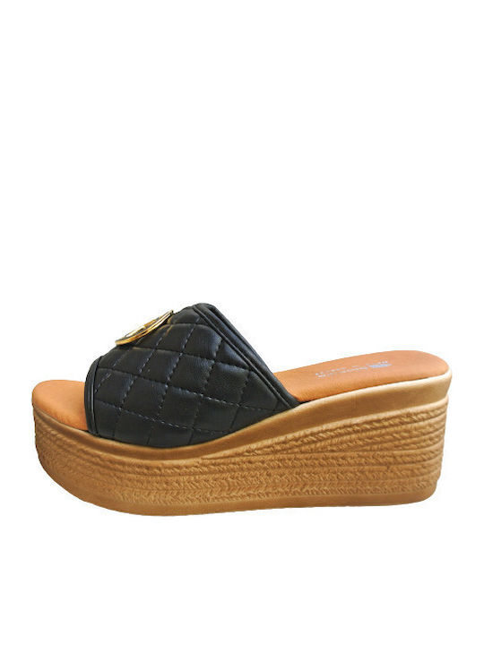 Blondie Anatomic Platform Slippers Black Soft Insole Greek Made