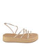 Gold Leather Handmade Flatform Sandal