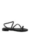 Milanos Women's Flat Sandals Flat Leather 139 Black Steel