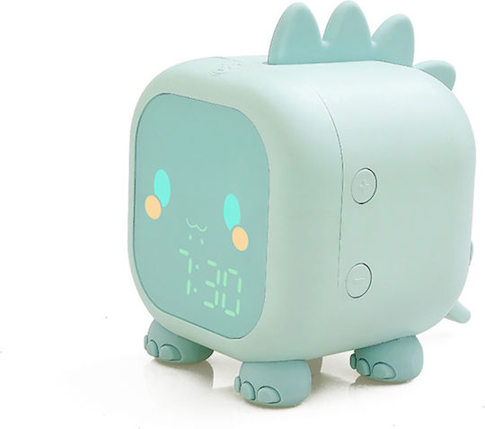 Avizar Mon Petit Dino Animierte Kinderzimmer Dekorationsaccessoire Doppel-Schreibtischuhr Blau