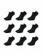 9 Pack Women's Cotton Cut Socks 505-9 Black 365