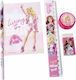 Gim Barbie Kids Stationery Set with Pencil, Sharpener, Eraser, Notepad and Ruler 5pcs