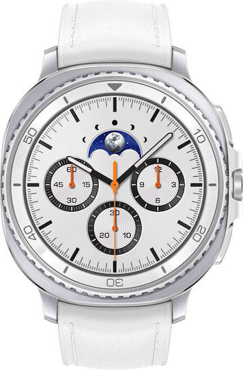 Samsung Galaxy Watch8 Classic Stainless Steel 46mm Waterproof with eSIM and Heart Rate Monitor (White)