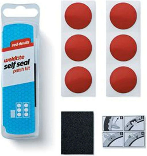 Weldtite Set Reparare Anvelope Puncture Red Devils Self Seal Patch Kit 6 X Autocolante Reparatoare Cutie 25 Buc Wld-1036