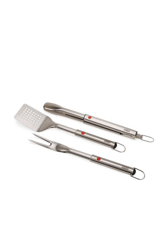 Joseph Joseph Set of 3 BBQ Tools with Carving Fork, Spatula, and Tongs