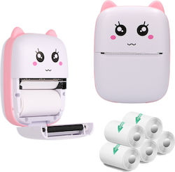 Extralink Kit Thermischer Drucker Epp-001 Rosa + Thermisches Klebeband 5 Rollen
