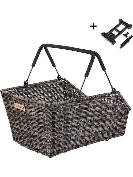 Basil Cento Rattan Look Mik Rear Luggage Basket Mik System Ready To Go Waterproof Nature Brown New 2025