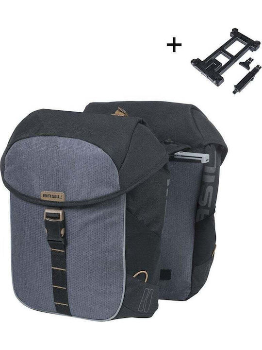 Basil Miles Tarpaulin Double Pannier Bag Mik 34L Mik System Ready to Go 100% Waterproof Black Slate New 2025