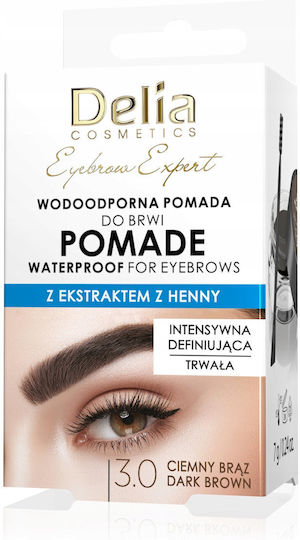 Delia Cosmetics Eyebrow Expert Αδιάβροχο Pomade για Φρύδια 3.0 Dark Brown 7gr