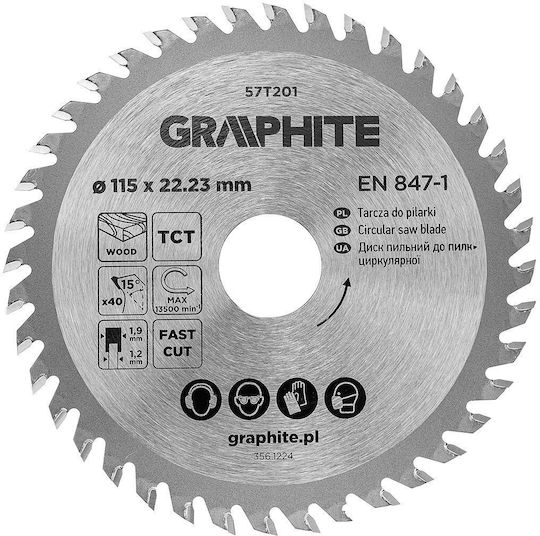 Graphite Καρβιδίου Δίσκος Κοπής με 40 Δόντια 115mm