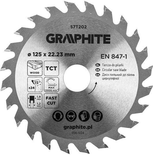 Graphite Καρβιδίου Δίσκος Κοπής με 24 Δόντια 125mm