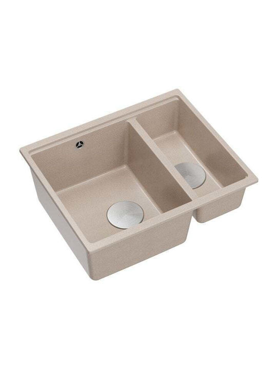 GraniteQ Undermount Sink Inox Brushed W56xD46cm Beige