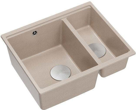 GraniteQ Undermount Sink Inox Brushed W56xD46cm Beige