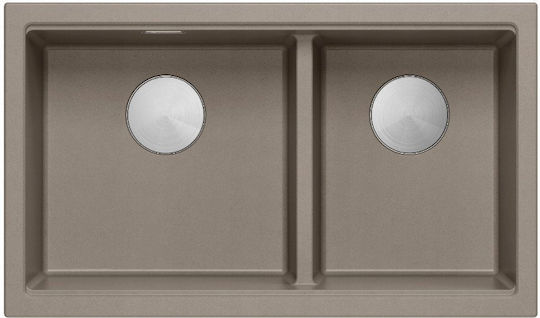 GraniteQ Unterbau Spüle aus Verbundgranulat B76xT45cm Braun