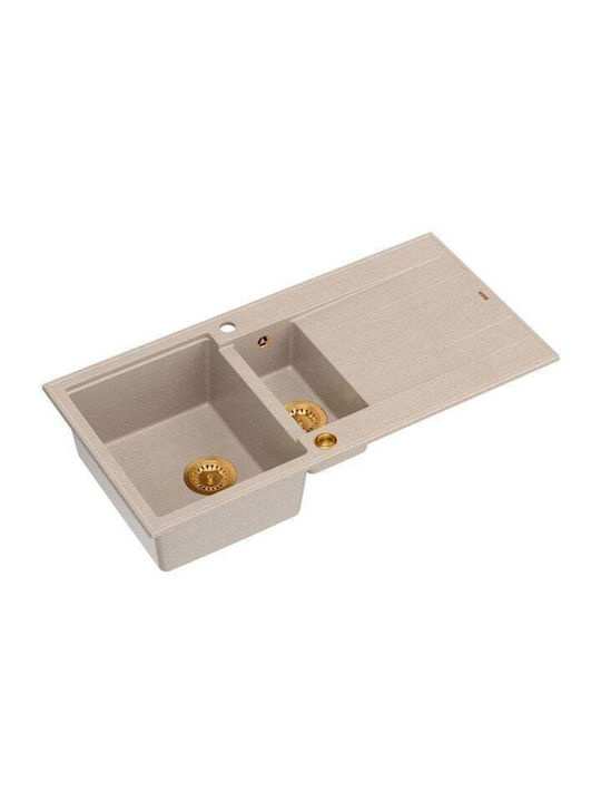 GraniteQ Drop-In Spüle aus Verbundgranulat B100xT50cm Beige