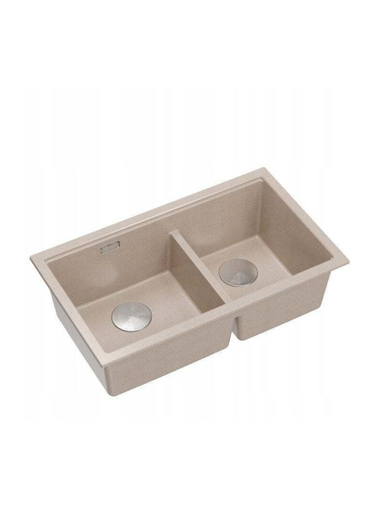 GraniteQ Unterbau Spüle Inox B76xT45cm Beige