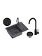 GraniteQ Drop-In Chiuvetă din Granit Sintetic cu robinet L62xW44cm Negru